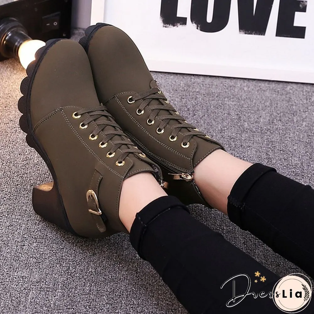 LSKJ Women Heel Short Boots Ankle Warm Short Boots Female Boots