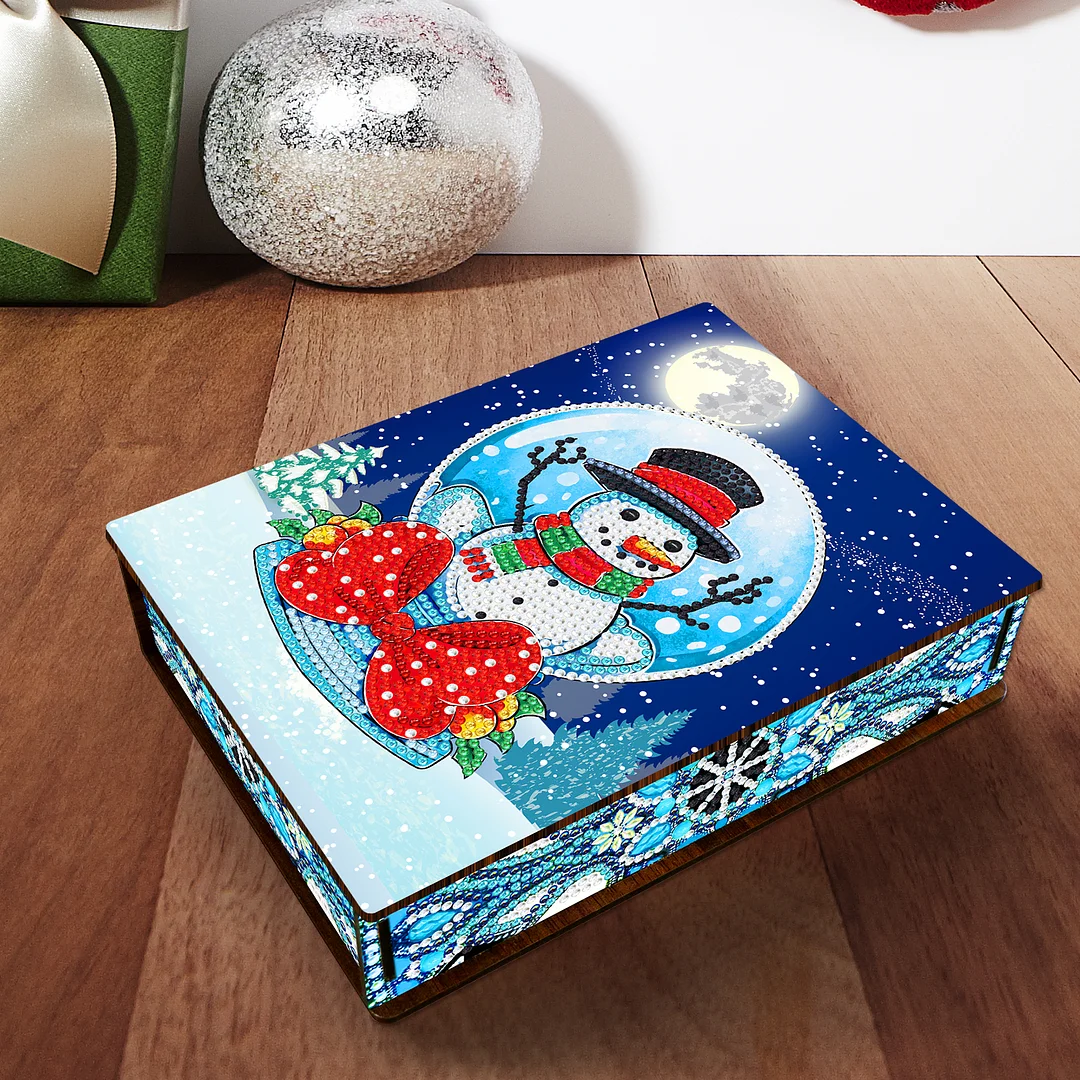 DIY Christmas Diamond Painting Jewelry Storage Box Wood Cartoon Diamond Painting Organizer Case Holder Mosaic Art Kit Handmade Gifts Craft