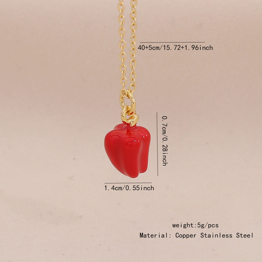 Cute Fruit Pendant Lips Red Pepper Necklace Fashion Stainless Steel N1513