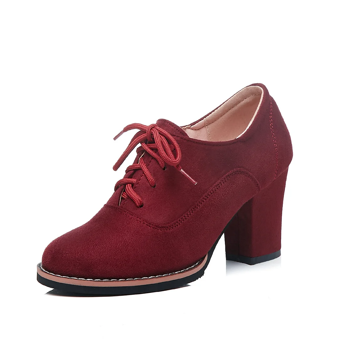 Tanguoant Tanguoant Women's Front Lace-Up Nude Boots Large Size High Heel Single Boots Winter Plus Velvet Four Seasons Ankle Boots Perennial Style 1531