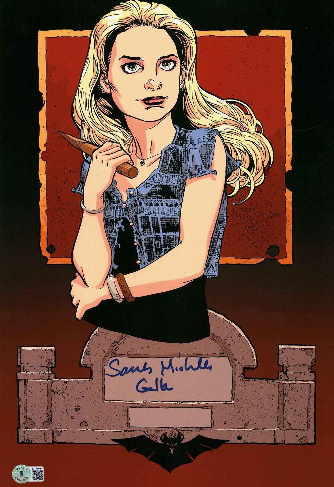 Sarah Michelle Gellar Buffy Vampire Slayer 11x17 Poster Signed Beckett COA Auto