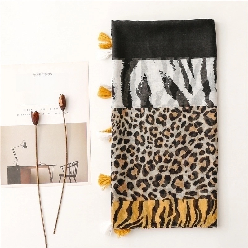 Women’s Streetwear Leopard Voile Winter Scarves