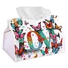 DIY PU Diamond Painting Tissue Box Kit Desktop Tissue Holder with Rhinestone Diamond Desk Decorative Tissue Box for Adults Desktop Storage Organizer (Love)
