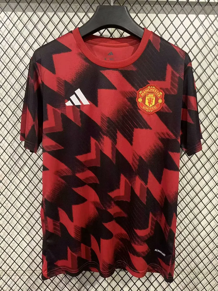 2025-26 Season - Manchester United Training Jersey Red and Black - Jersey - Fan Edition