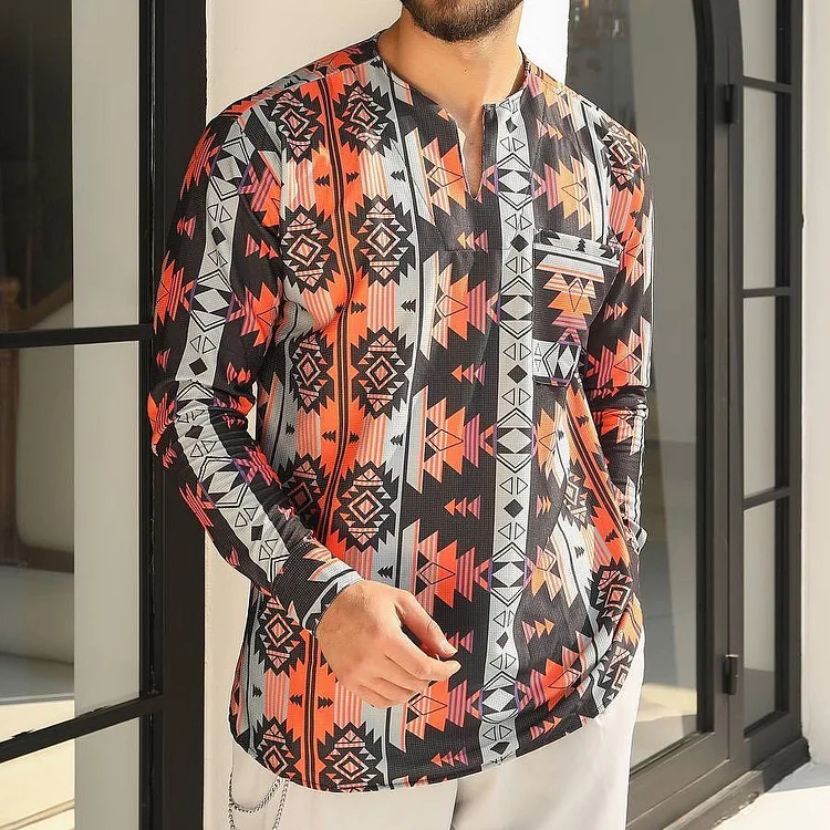 Ethnic Geometric Long Sleeve T-Shirt 25e1