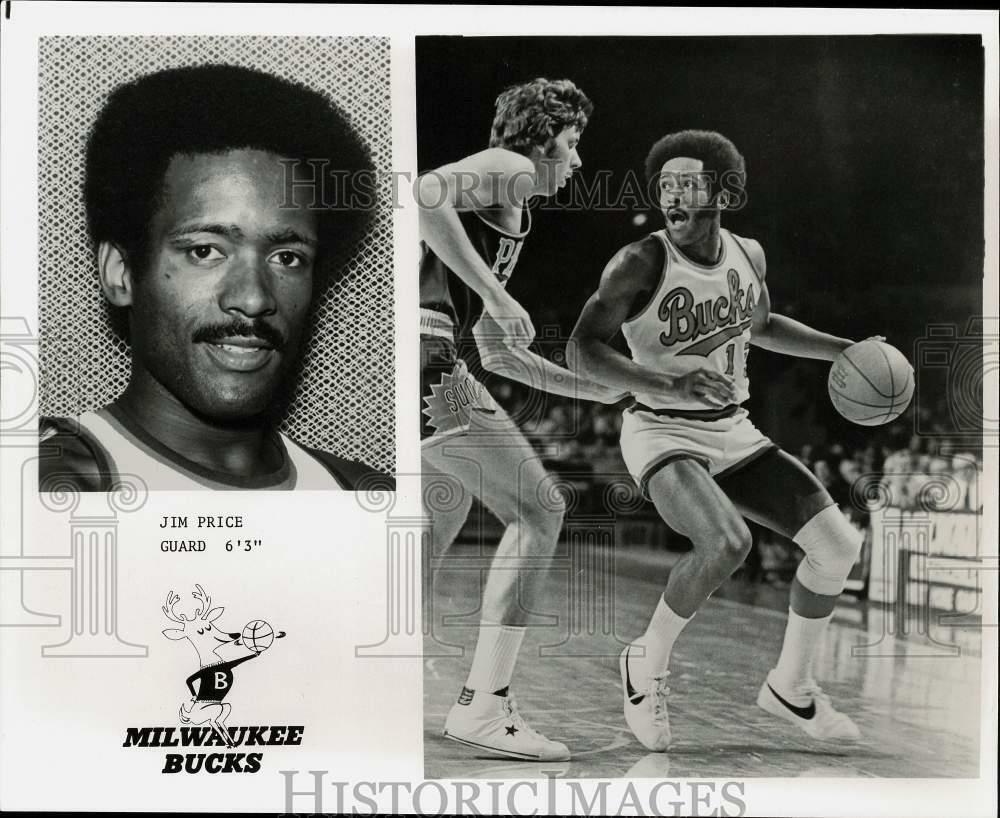 Press Photo Poster painting Milwaukee Bucks basketball player Jim Price - sas23647