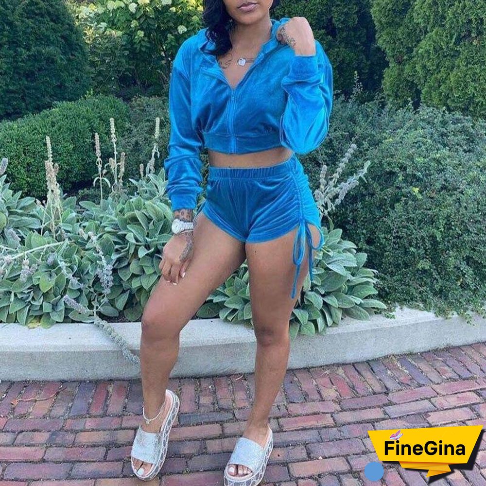Autumn Sexy Club Outfits Velvet Tracksuit Women Velour Tracksuit 2 Piece Set Women Velvet Set Two Piece Short Set For Women