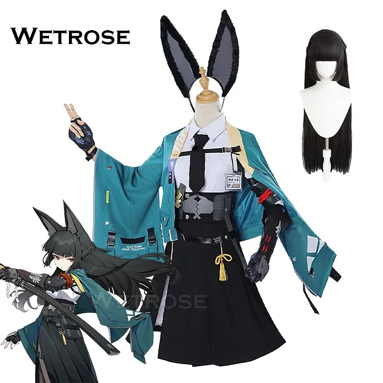 【Wetrose】Zenless Zone Zero ZZZ Miyabi Hoshimi Cosplay Costume Мияби Fox Samurai Ear Wig Shoes Full Set