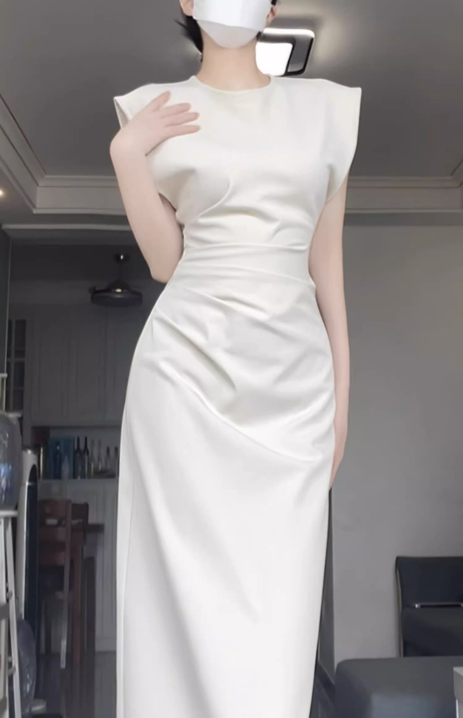 Aiertu - Retro Mermaid Satin White Prom Dresses Birthday Outfits With Ruffle HOT1143 Aiertu