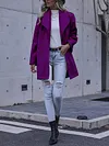 Simple Solid Color Lapel Collar Buttoned Loose Casual Woolen Outerwear