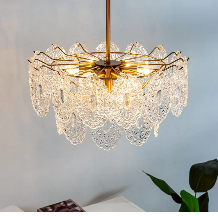 French Light Luxury Crystal All Copper Glass Retro Chandelier
