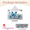 Blue Flowers Butterfly DIY PULeather Diamond Painting Tissue Box for Adults Beginners Gem Art Painting Napkin Holder for Living Room Bedroom Bathroom Table Decor