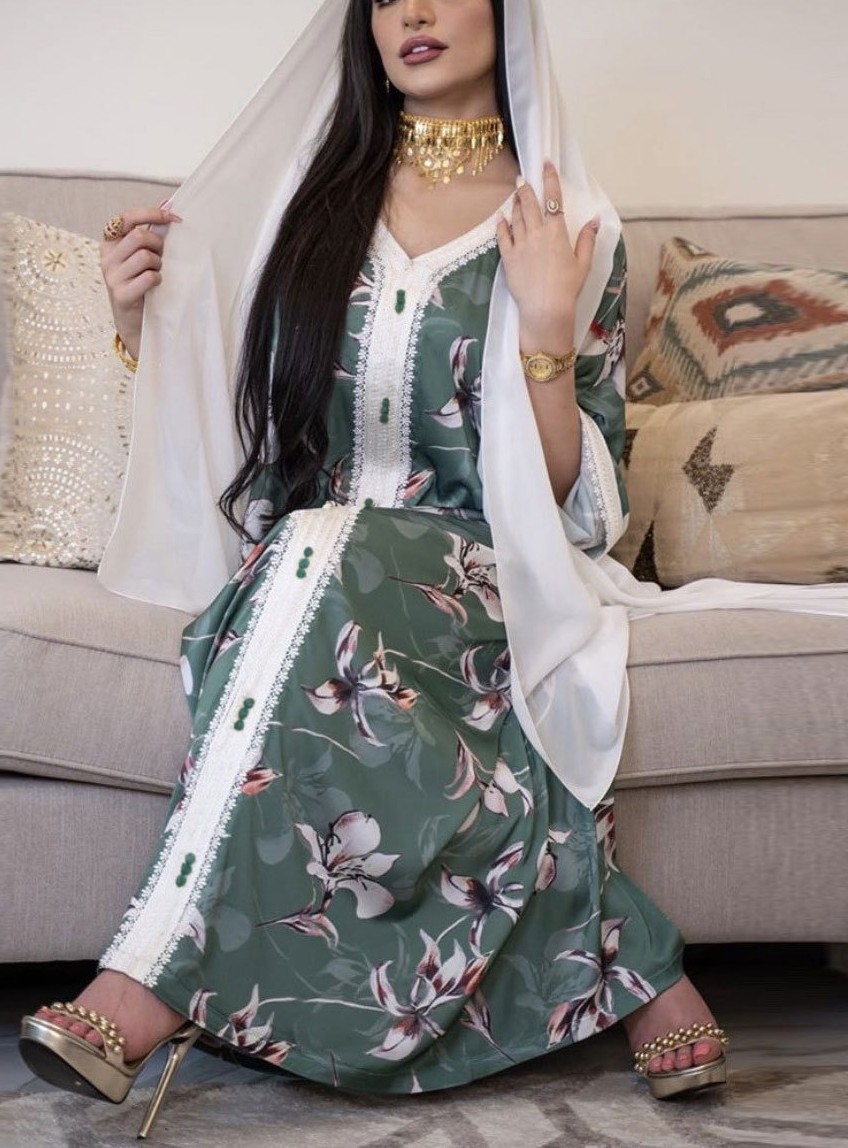 Women's Floral Print Long Sleeve Kaftan | Oxredo Shop Ramadan Sale