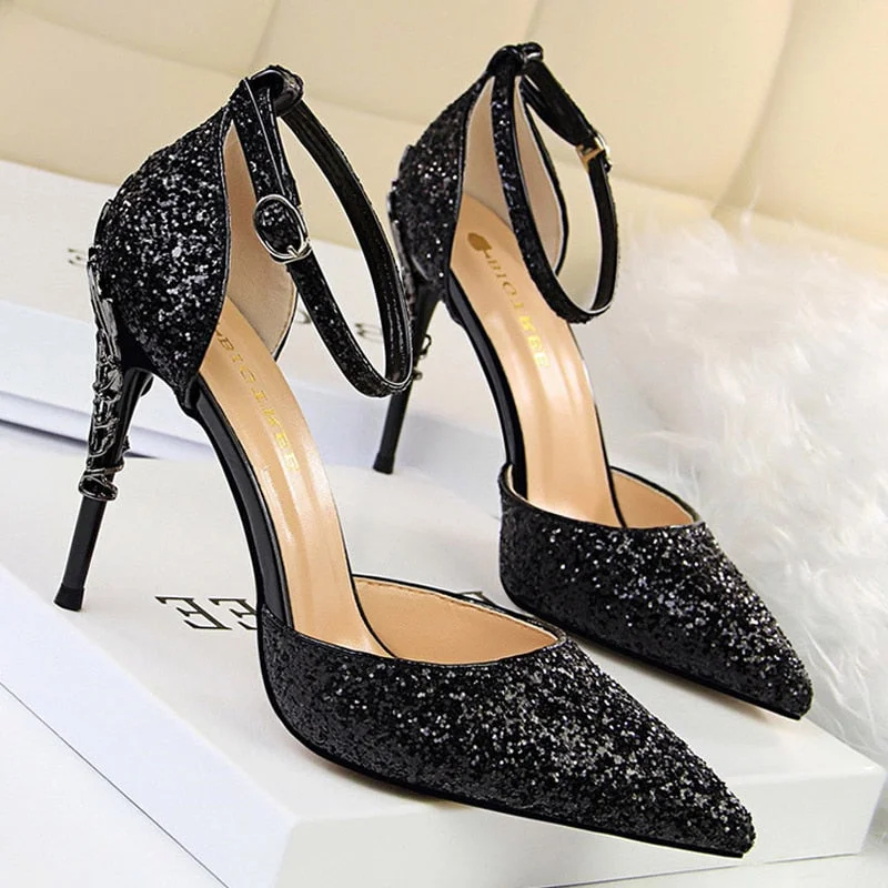 BIGTREE Shoes Heels 2022 New Woman Pumps Sequins High Heels Women Shoes Fashion Ladies Shoes Gold Sliver Stiletto Heels Sandals