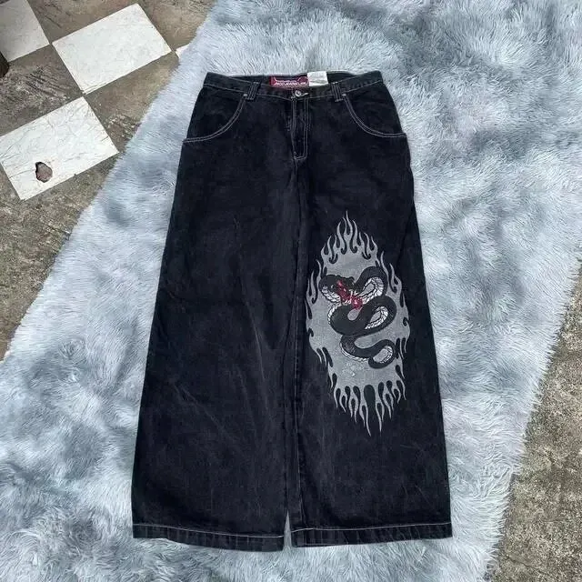 Uveng Year's Popular Style JNCO Graphics Jeans Y2K Hip-Hop Loose Jeans For Men And Women Harajuku