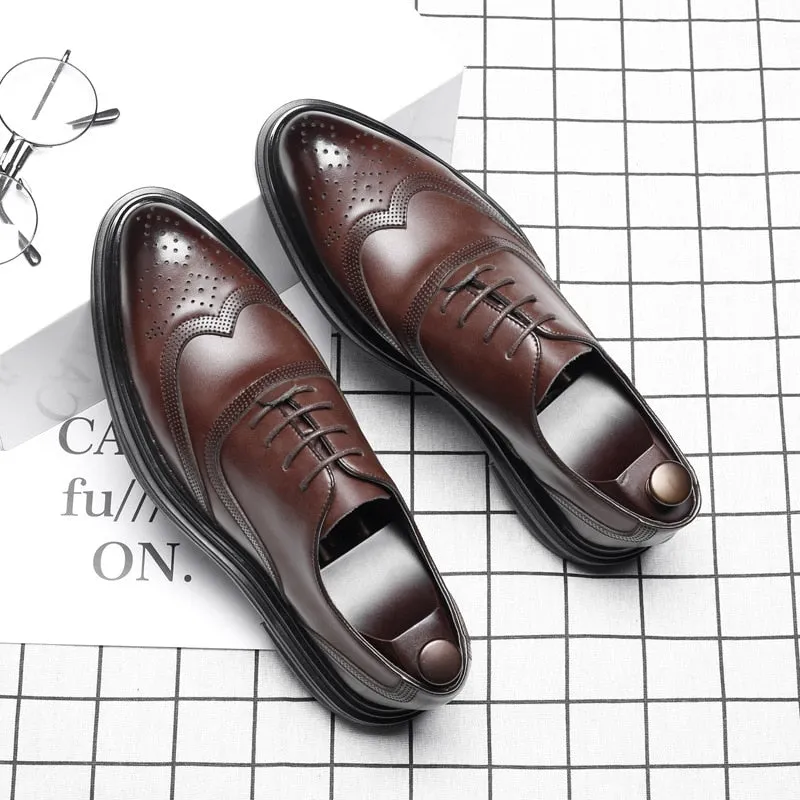 Zemo more 2020 Genuine Leather Men Formal Shoes Brogue Elegant Classic Business Wedding Social Mens Dress Shoes