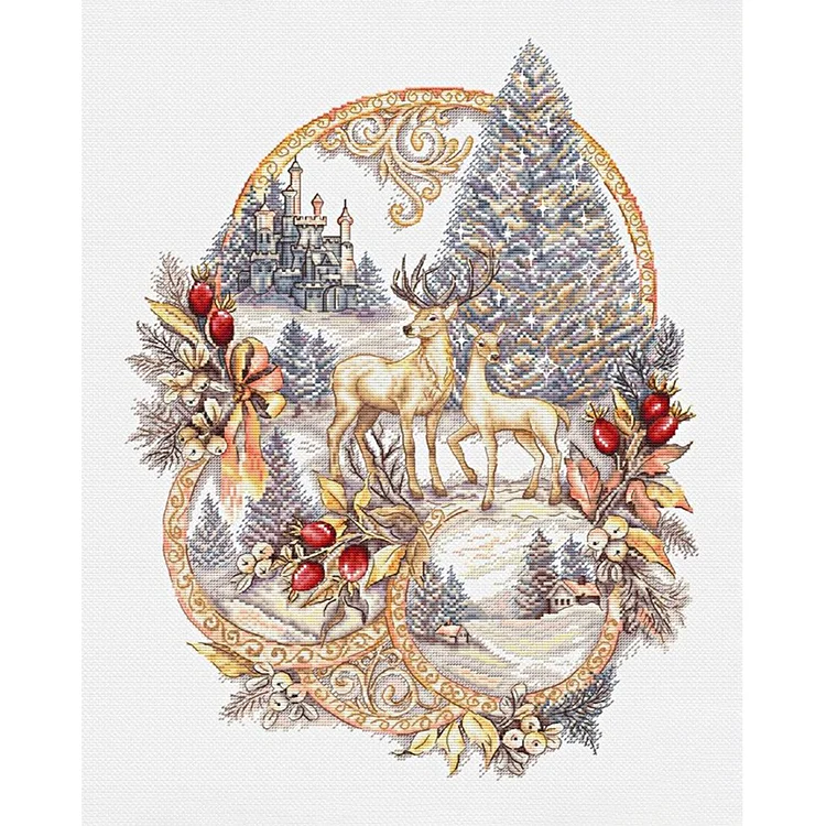 Christmas Reindeer 14CT Counted Cross Stitch 40*50CM