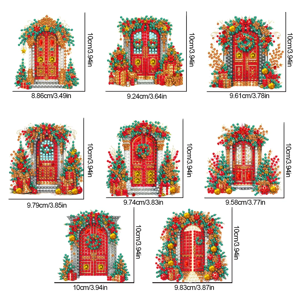 8Pcs DIY Christmas Door Acrylic Special Shaped Christmas Theme Diamond Painting Hanging Decorations