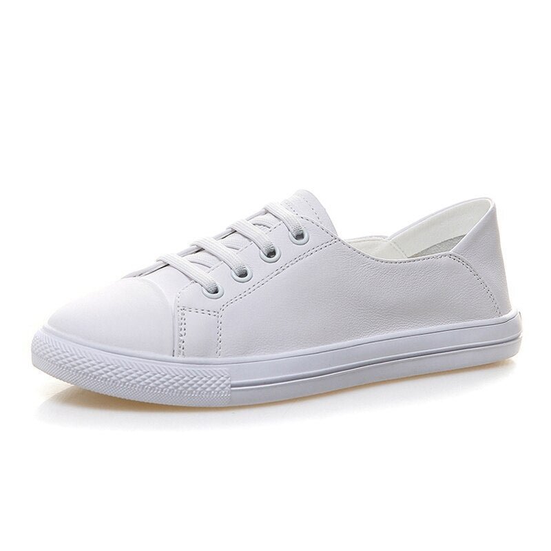 CXJYWMJL Genuine Leather Women Sneakers Autumn Vulcanized Shoes Fashion Ladies Sports Casual Little White Shoes 2 Kinds Of Wear