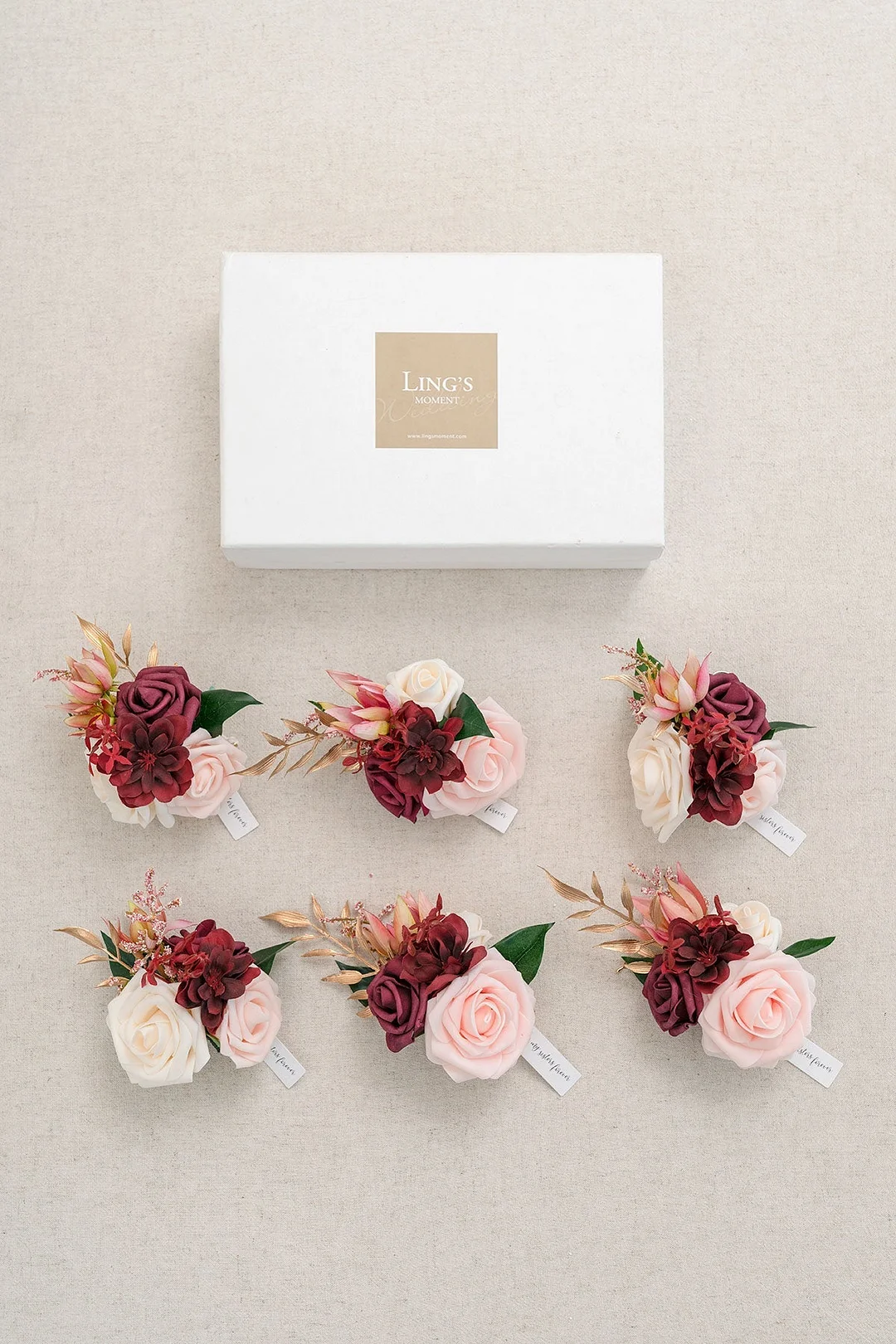 Wrist Corsages in Romantic Marsala