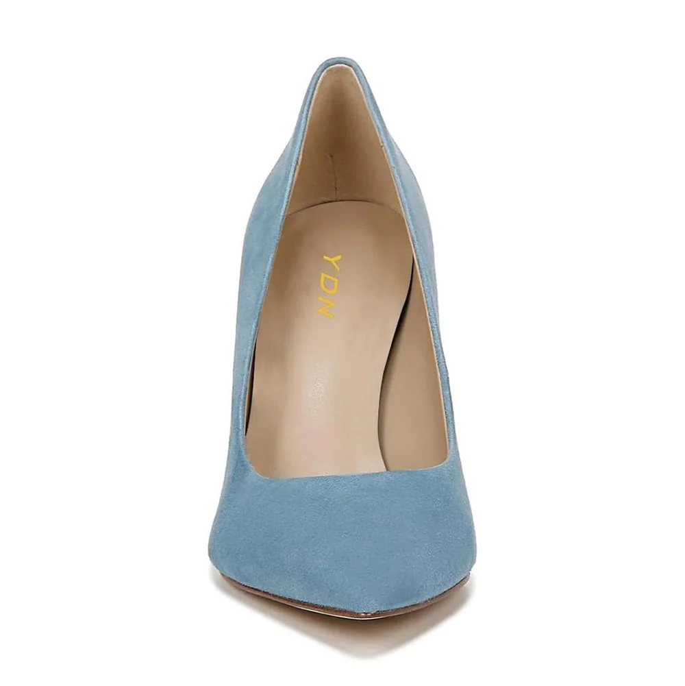 YDN Blue Stiletto Heel Pointed Toe Elegant Pumps for Women