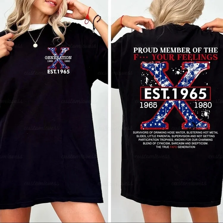 Custom Year Generation X American Flag T-shirt