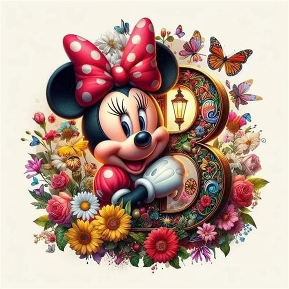 Partial AB Diamond Painting - Full Round Drill - Mickey Minnie Letters(Canvas|35*35cm)