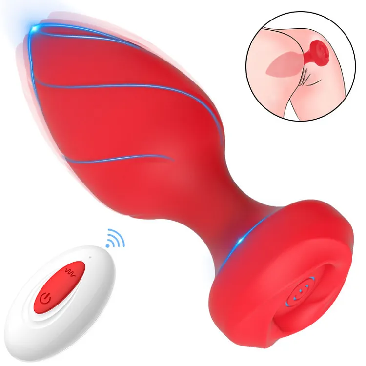 Rose Vibration Anal Plug Wireless Remote Control Egg Jumping Fun Supplies