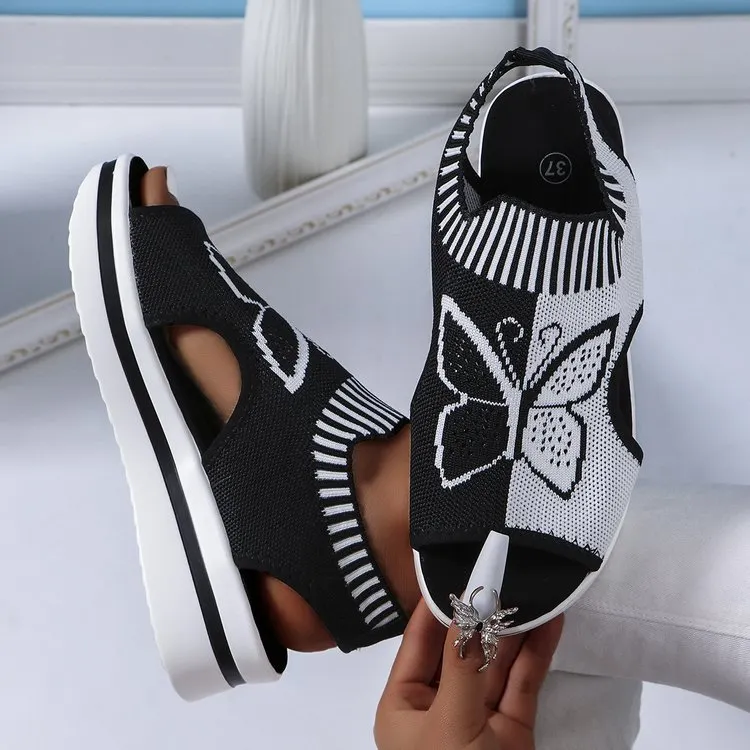 Breakj Breakj 2025 Summer New Leisure Flying Hollow Fish Mouth Beach Women's Sports Sandals