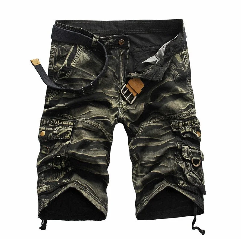 BOLUBAO Men Cargo Shorts Casual Loose Short Pants Camouflage Military Summer Knee Length Plus Size 8 Colors Shorts Men