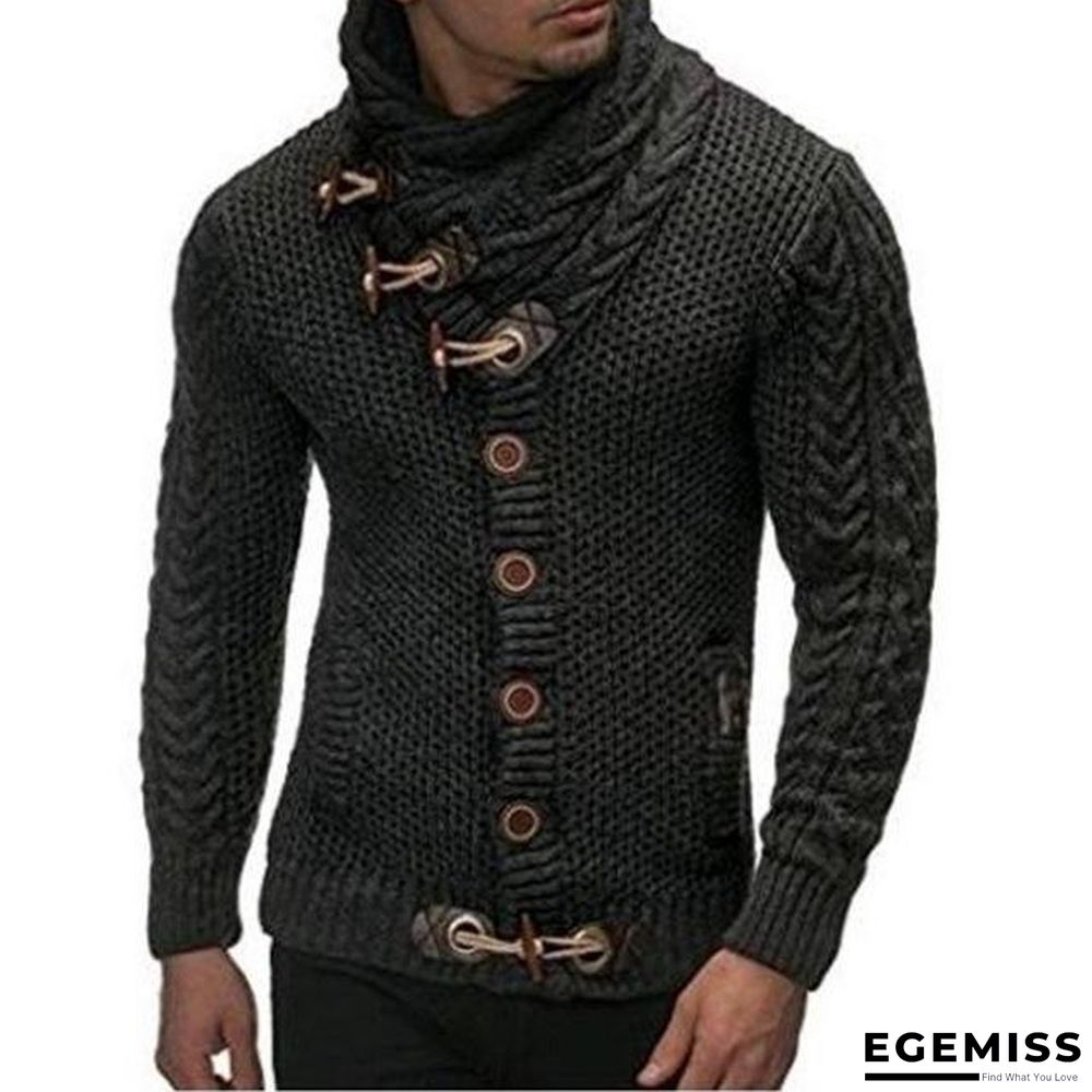 Mens buckle Sweater Cardigan Autumn winter Fashion Warm Thick Hedging Turtleneck Knitting Jumper Sweaters | EGEMISS