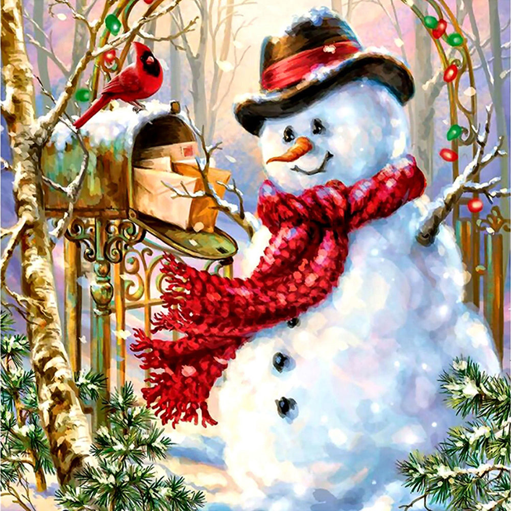 Christmas Snowman 30X30Cm(Canvas) Full Round Drill Diamond Painting gbfke