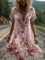 Vintage Floral Embroidery Short-sleeved Dress - Image 4