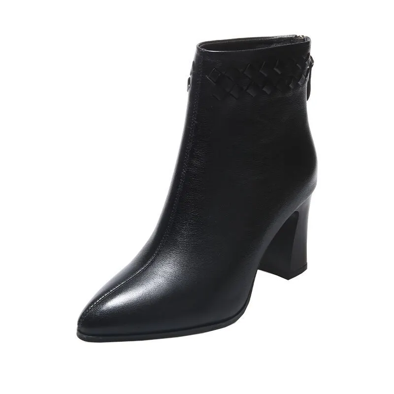 Churchf Autumn And Winter New Korean Version Of Fashion Ankle Boots Women Thick Heel High Heel Pointed Back Zipper Martin Boots Women