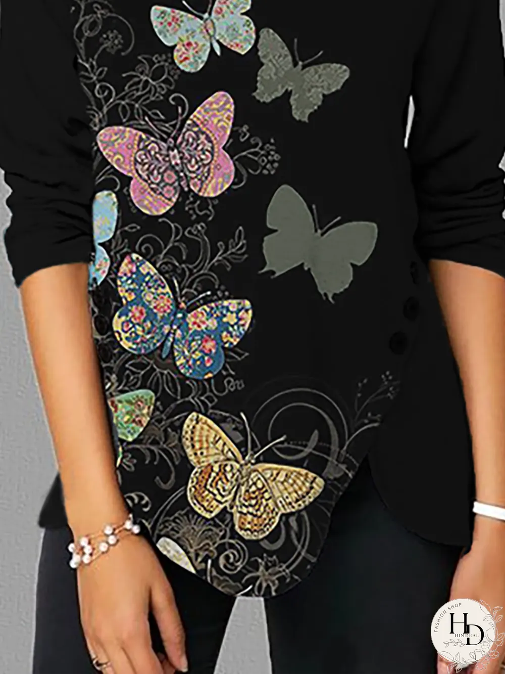Plus size Butterfly Printed Shirts & Tops
