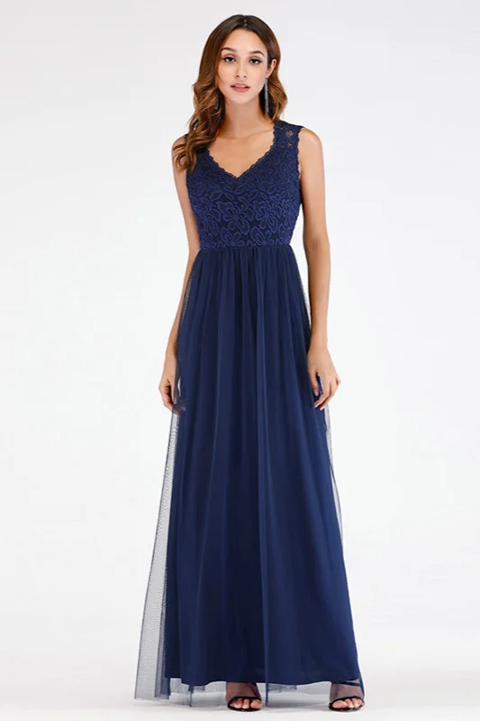 Bellasprom Long Sleeveless Tulle Prom Dress Lace