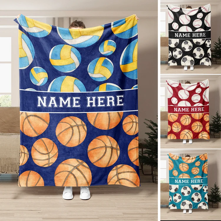Personalized Sport Blanket, Sports Blanket, Custom Name Soft Cozy Blankets | BKKid372
