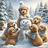 Golden Retriever Snowman-14CT Stamped Cross Stitch 40*40cm
