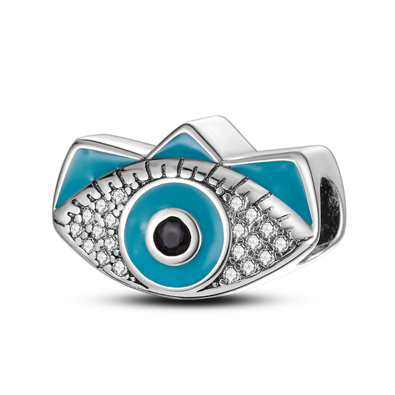 100% 925 Sterling Silver Devil's Blue Pupil Pendant Charm for Women Original Silver Bracelet or Necklace KTC193