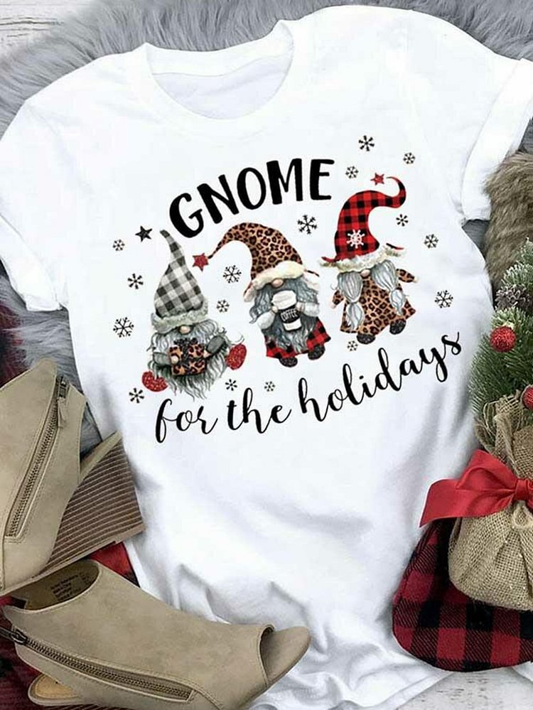 Bestdealfriday Christmas Leopard Buffalo Plaid Gnome Snowflake T-Shirt 9895629