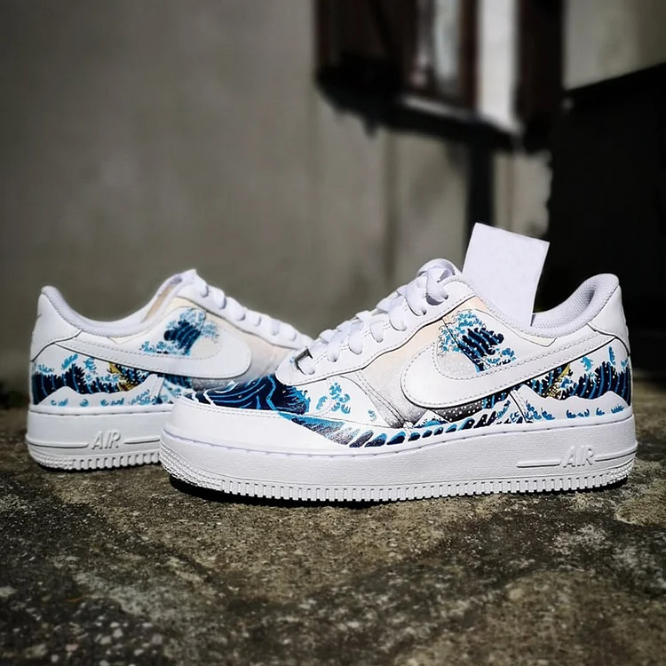 Custom Hand-Painted Sneakers- "The Great Wave Off Kanagawa "