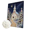 (30x40cm)Christmas Church Pearl Painting Art Kits With Inner Frame Pearl Gem Paintings Picture Arts Craft for Adults Beginners Home Wall Decor
