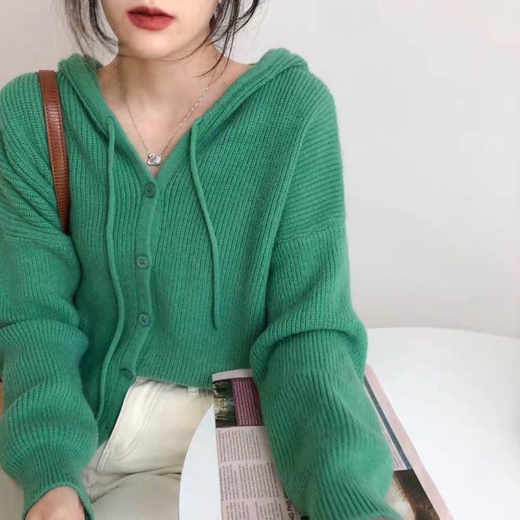 7 Colors Korean Hooded Knitted Cardigan Women