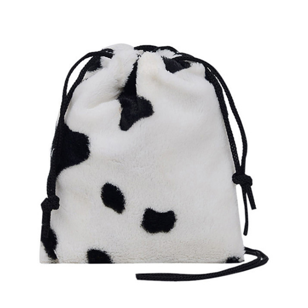 

Women Plush Shoulder Crossbody Bag Mini Cow Leopard Print Drawstring Clutch, Cow pattern, 501 Original