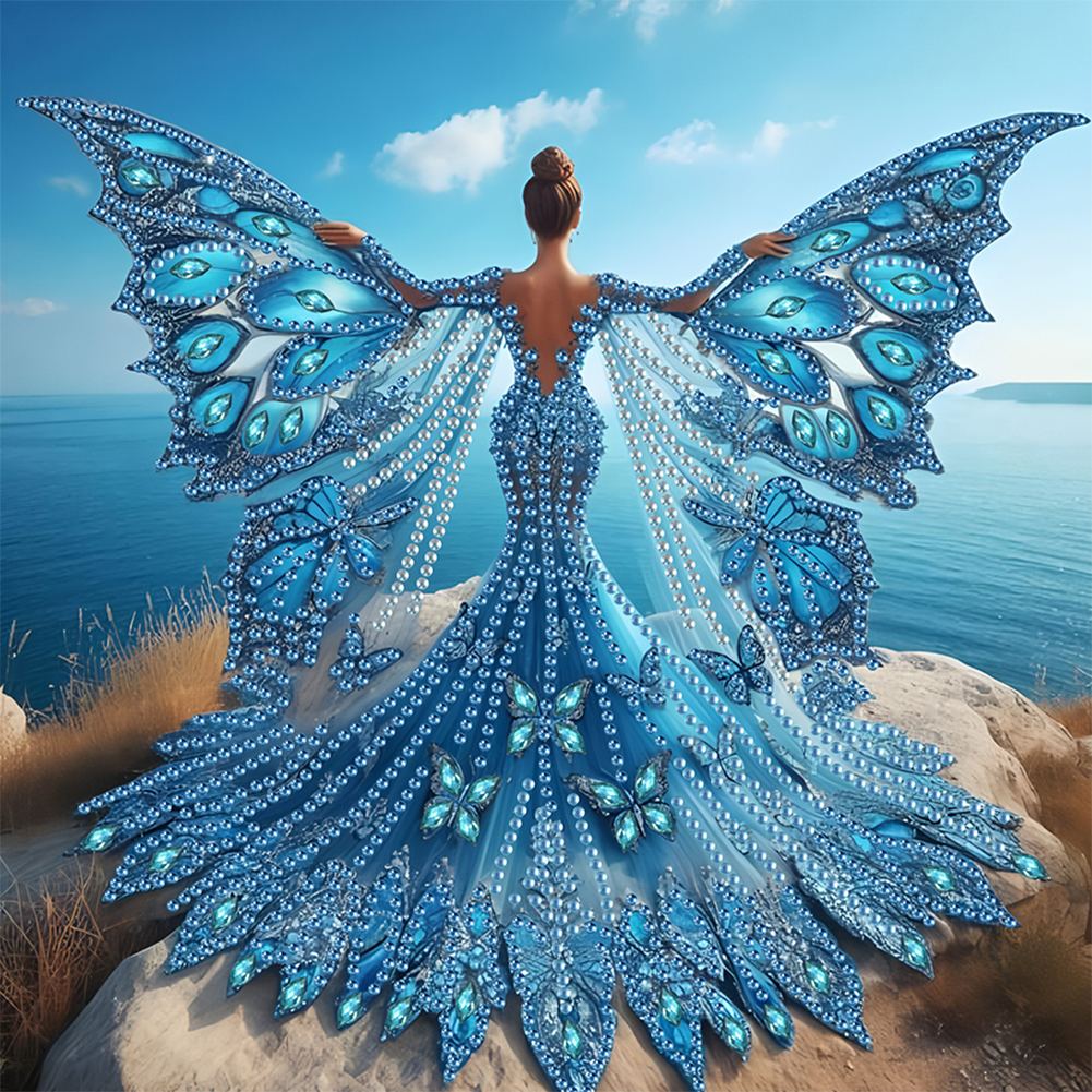 Girl With Angel Wings 30*30cm(canvas) special shaped drill diamond painting