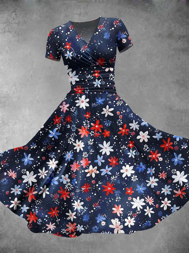 Women's American Independence Day Pattern Art Design Print Maxi Dress