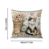 Flowers And Cats-11CT Stamped Cross Stitch Pillowcase 45*45cm