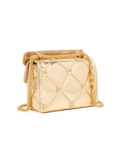 Valentino Garavani Roman Stud Quilted Metallic Leather Shoulder Bag