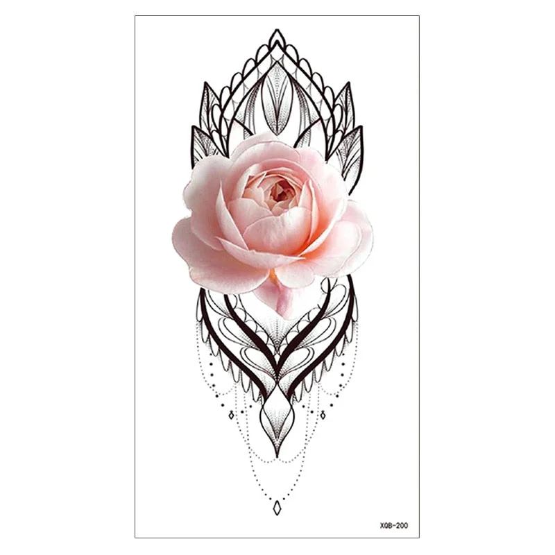 Waterproof Temporary Tattoo Sticker Snake Flower Rose Flash Tattoos Lace Fox Lion Bird Body Art Arm Skull Fake Sleeve Tattoo