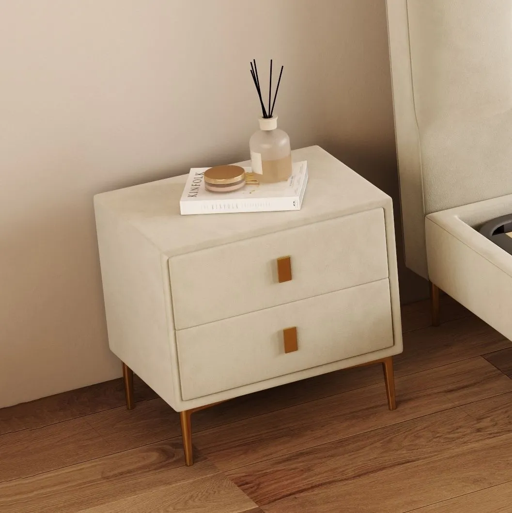 Roma Two-Drawer Bedside Table — Room setting